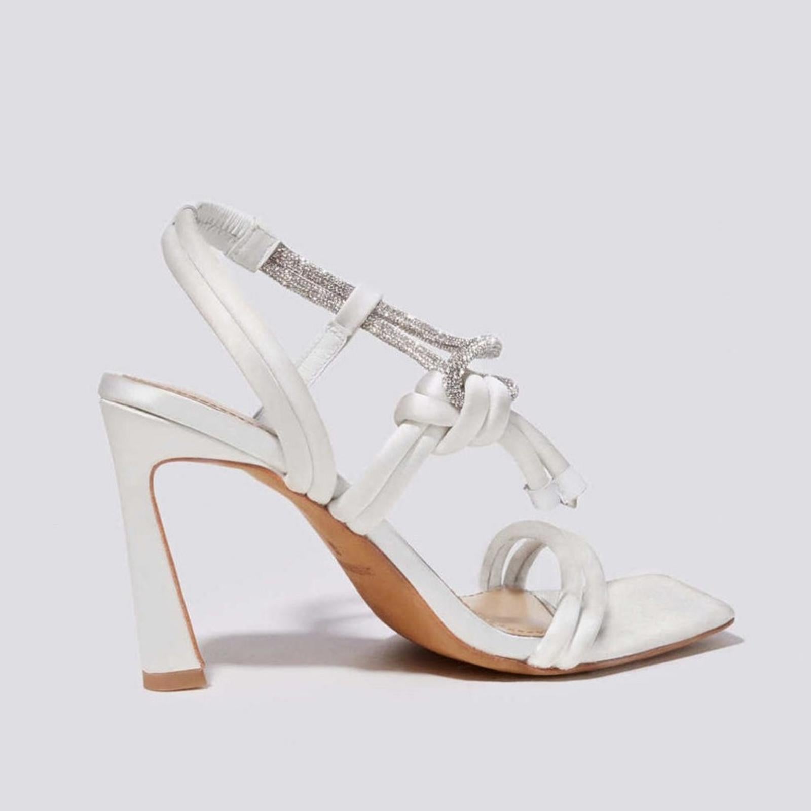 Jonathan Simkhai Revolve Cassie Crystal Strappy Sandal in Ivory, Size EU 41 $595