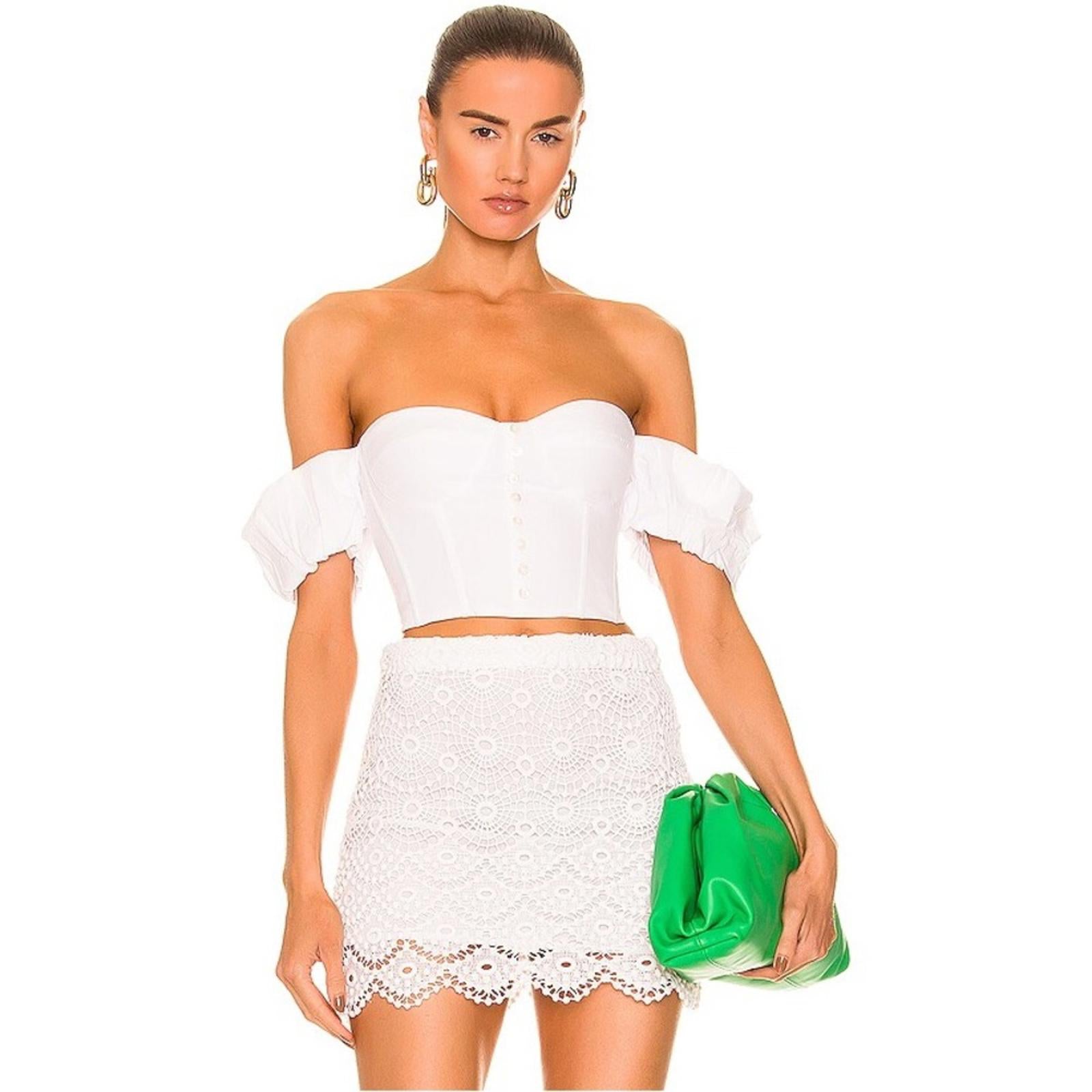 STAUD Revolve* Bouvier Crop Top in White, Size S New w/Tag Retail $245 SOLD OUT!
