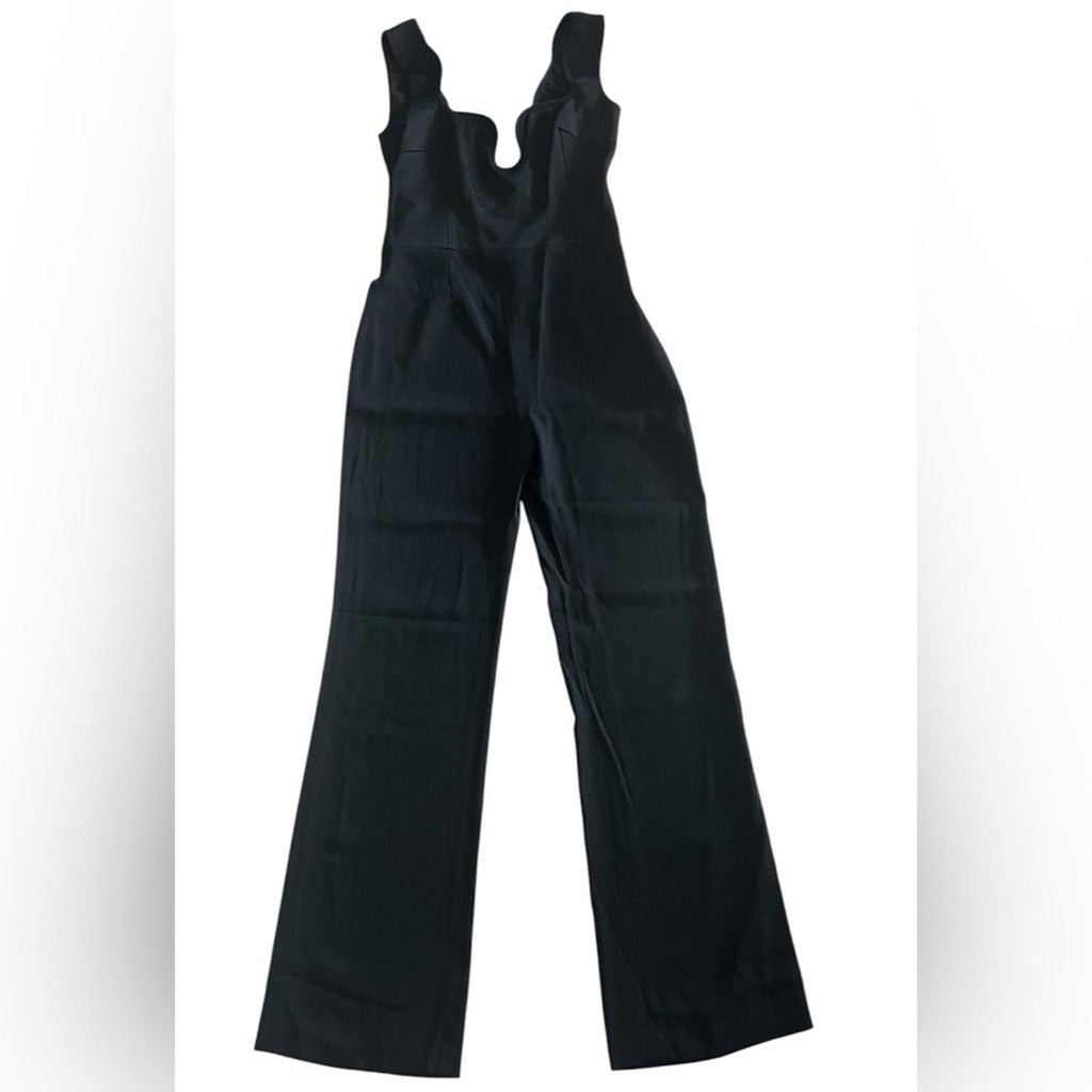 GALVAN Siren Scalloped Straight-Leg Jumpsuit in Black, US 8 NEW w/Tag $1,895