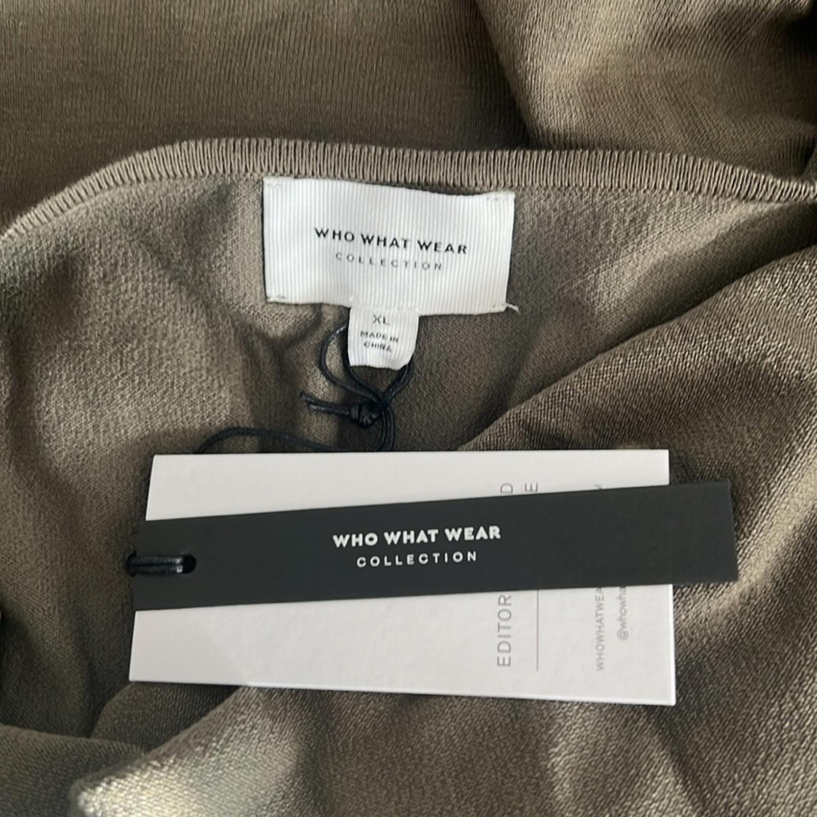Who What Wear Jade Square-Back A-Line LS Dress in Olive Green, Size XL NWT