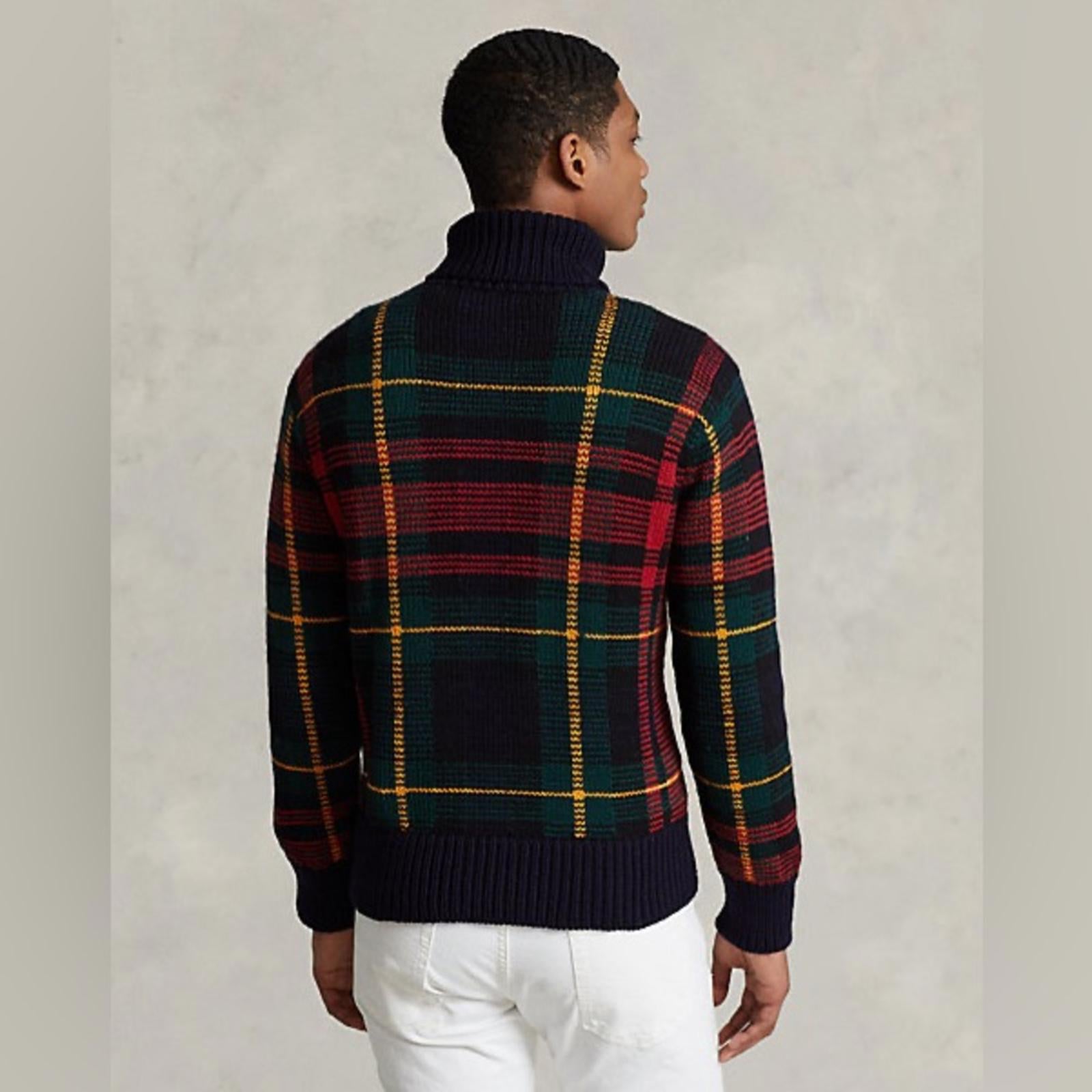 NWT Polo Ralph Lauren Checked Wool Rollneck Sweater, Size XS New w/Tag $998