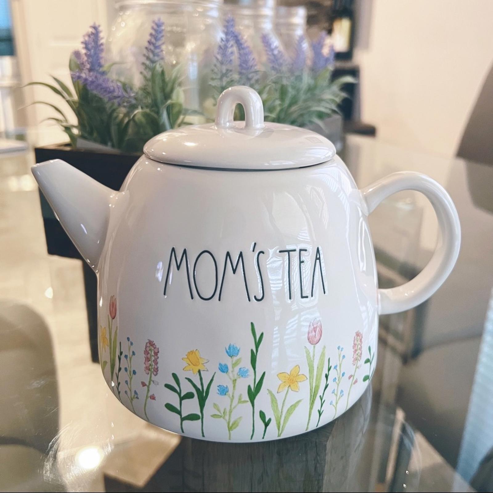 Rae Dunn Mom’s Tea Kettle Floral Detail, NEW, Serveware