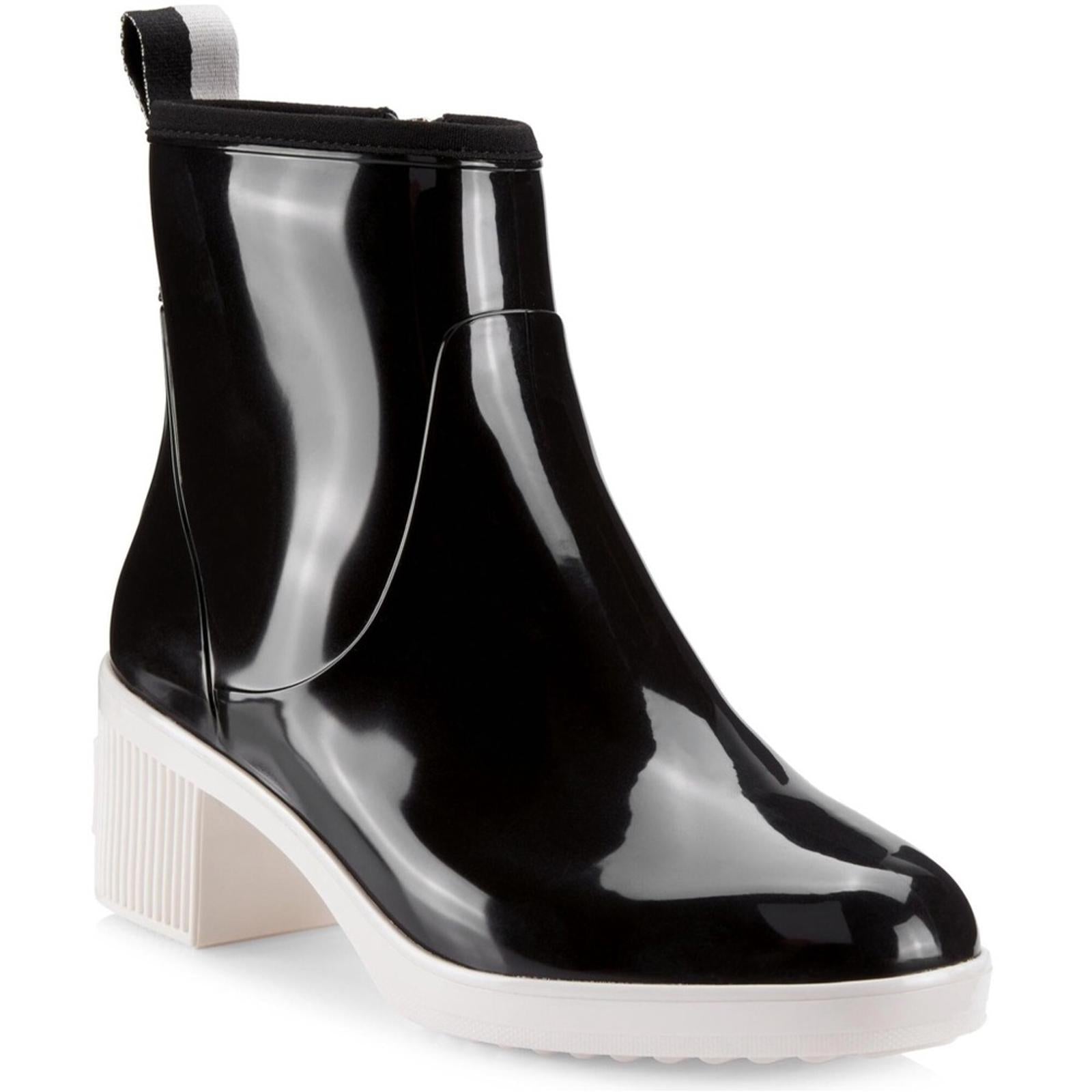 Kate Spade Puddle Rain Booties in Black/Parchment, Size 6 New in Box