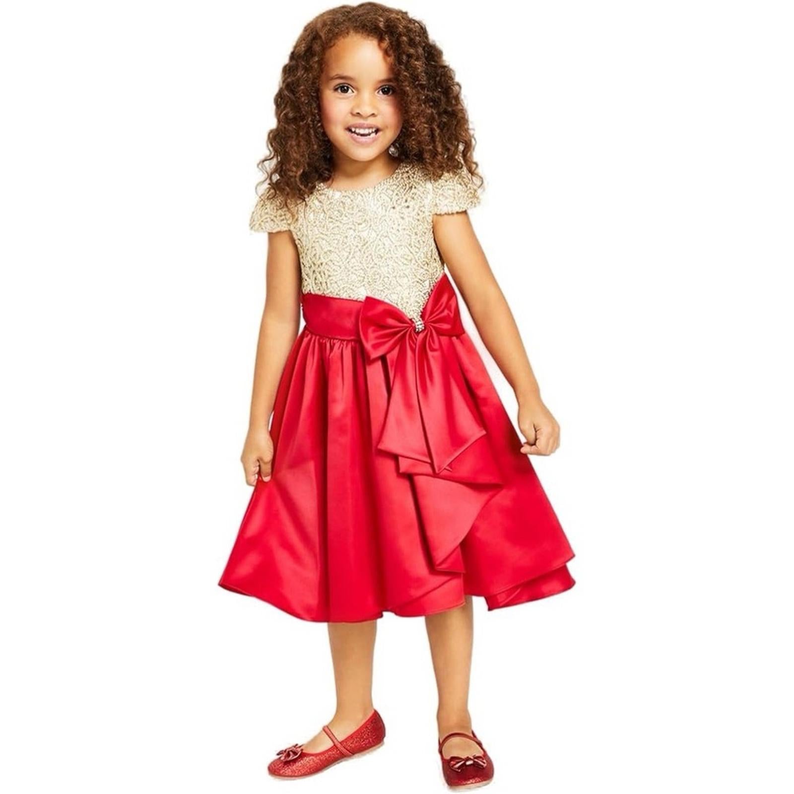 Rare Editions High Low Skirt Dress with Cascade Bow in Red, Size 2T/2 New w/Tag