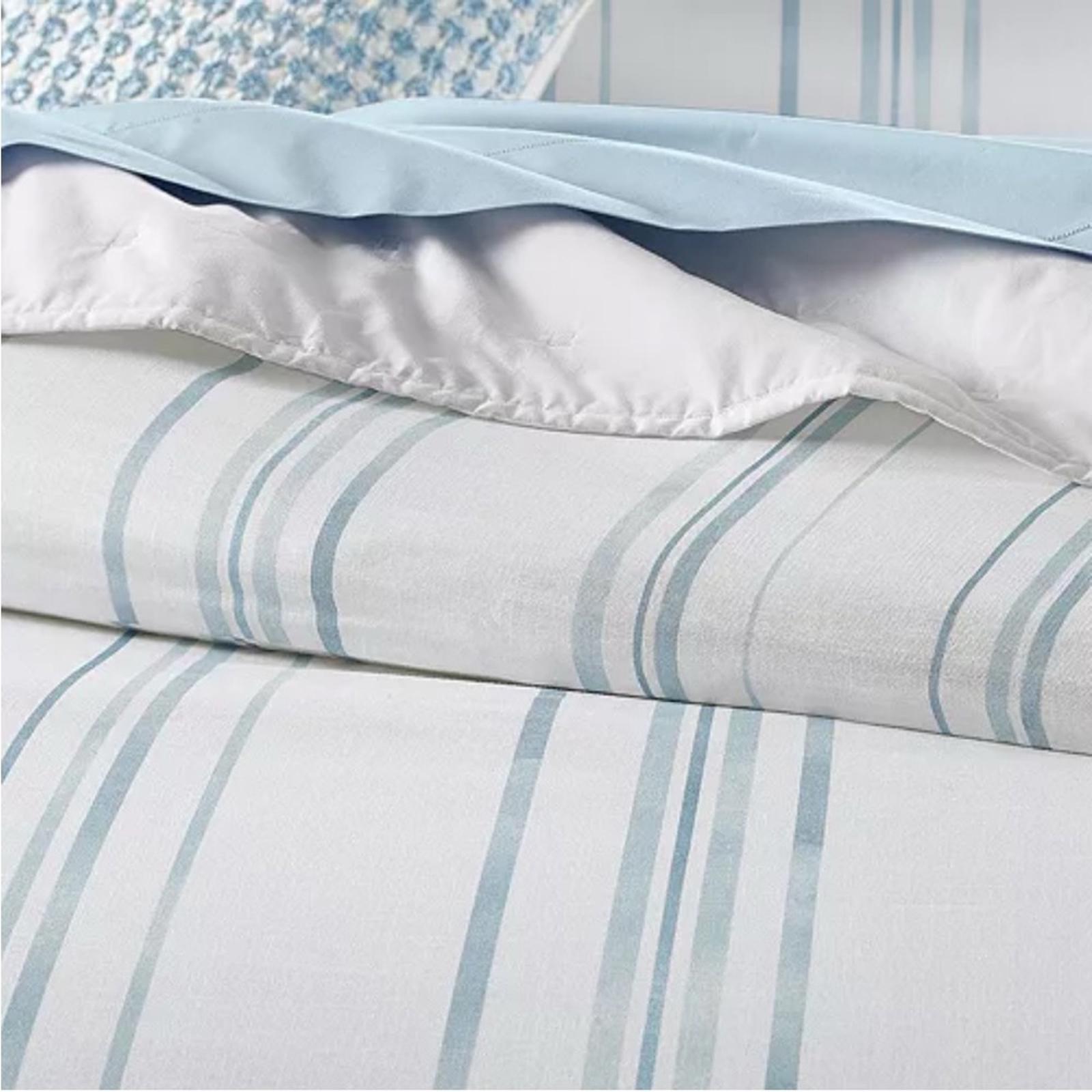 Sky Bristol Stripe Duvet Cover Set, Twin New w/Tag $230 - SOLD OUT