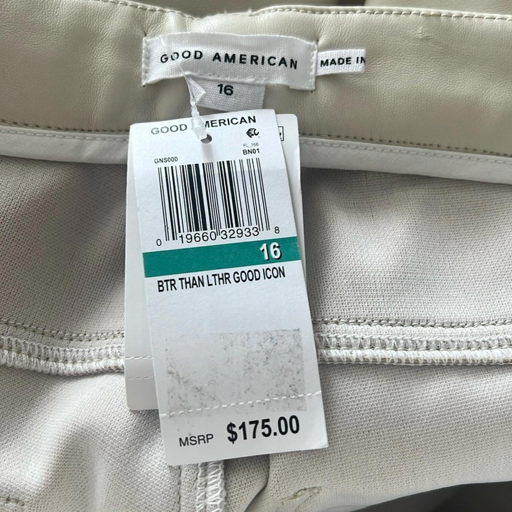 Good American Better Than Leather Good Icon High-Rise Jeans in Cream Size 16 NWT
