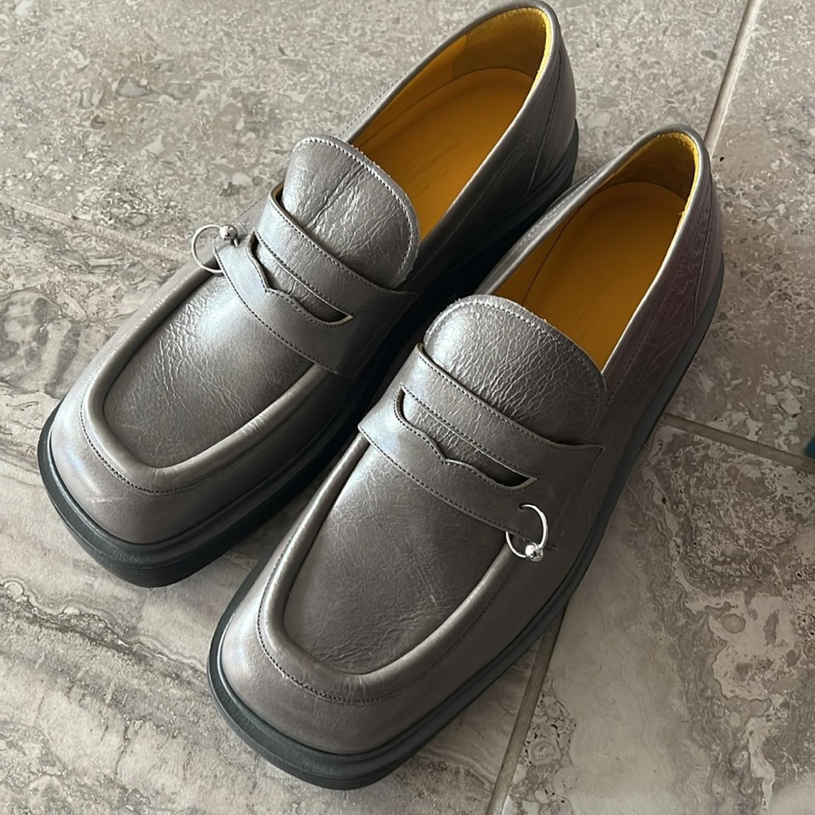 MARNI Moccasin Iconic Square-Toe Chunky Loafers Grey Size 44