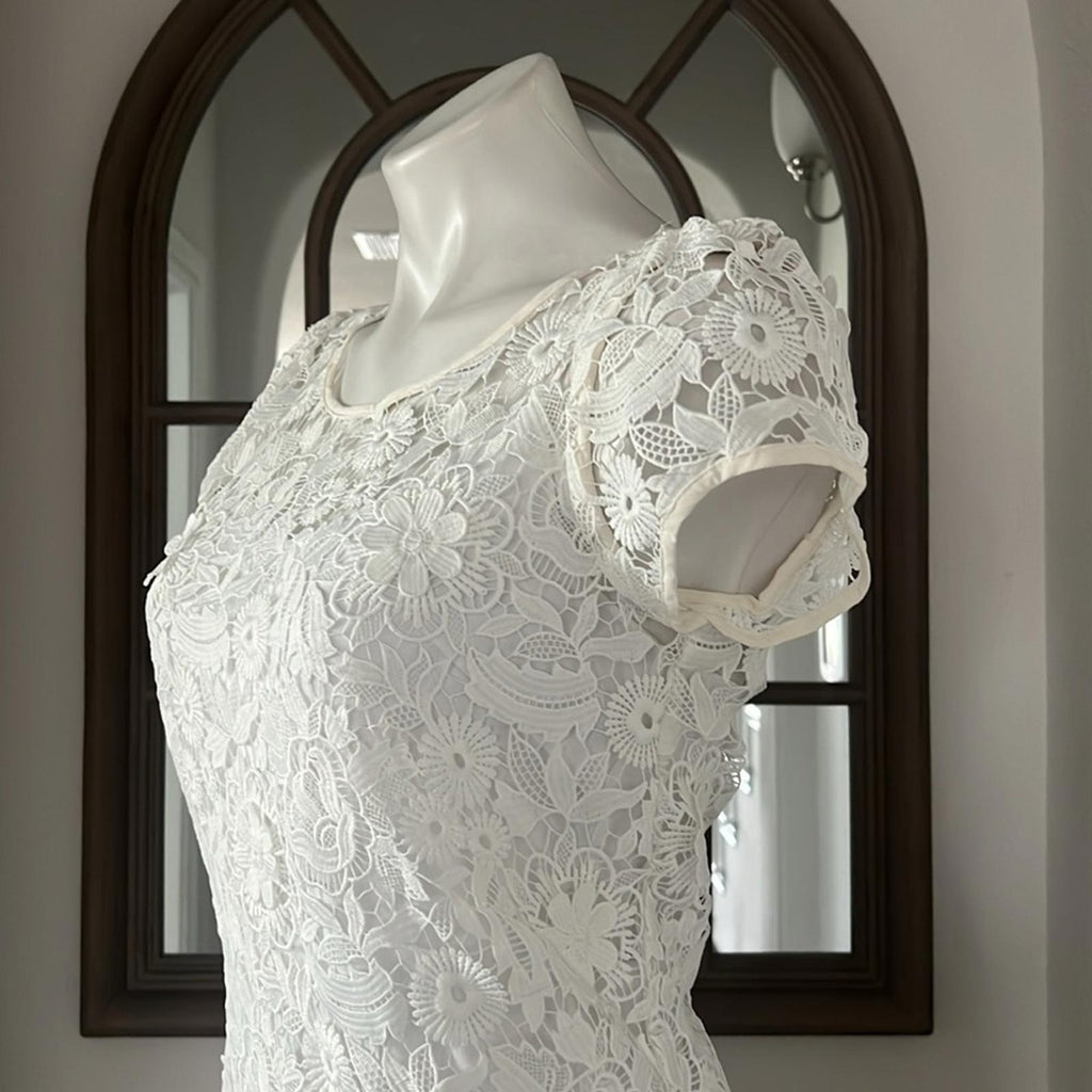Milly Chloe 3-D Lace Dress in White, Size 2 New w/Tag Retail $395