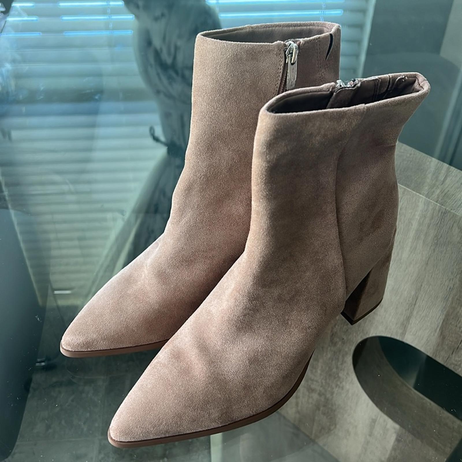 Steven New York Tomas Pointed Toe Leather Suede Ankle Boots, Taupe Size 11 NEW