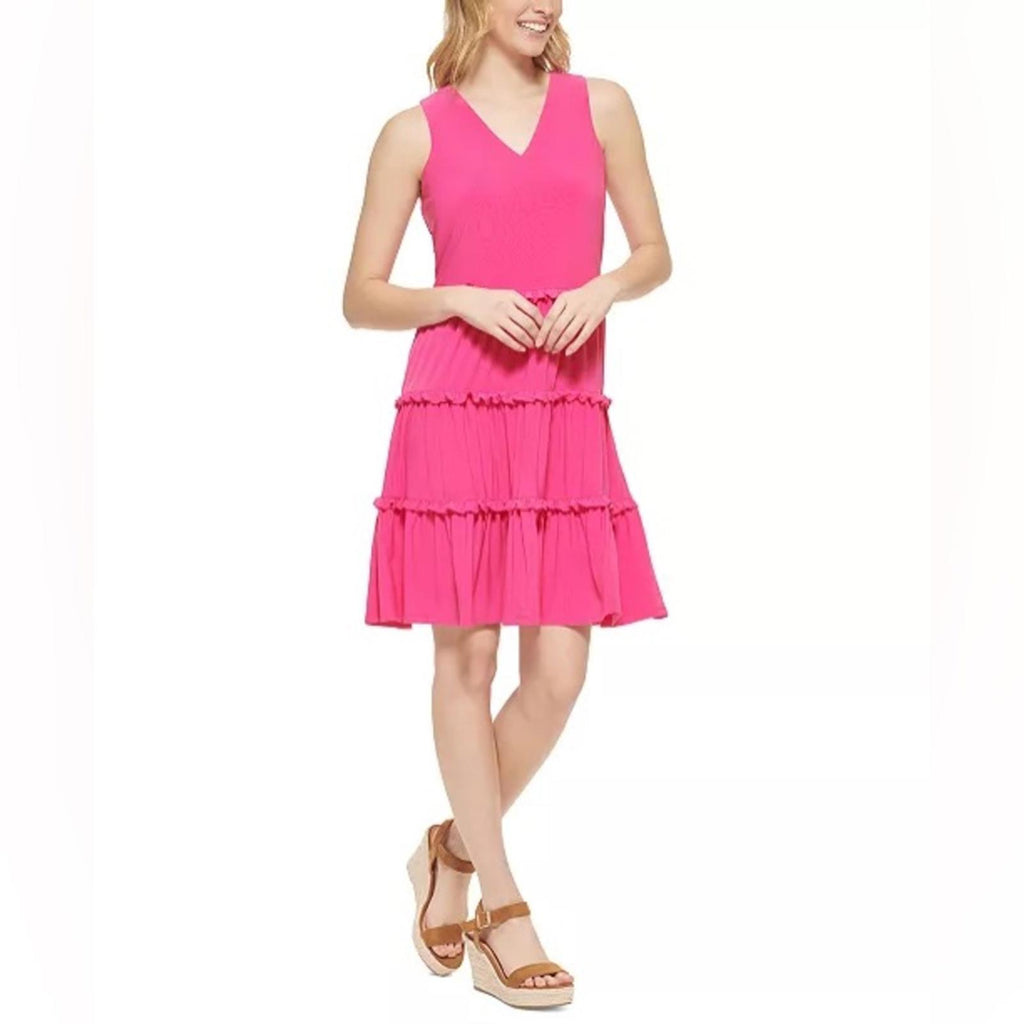 Tommy Hilfiger Tiered Jersey Shift Dress in Hibiscus Pink Size 4 NWT - SOLD OUT