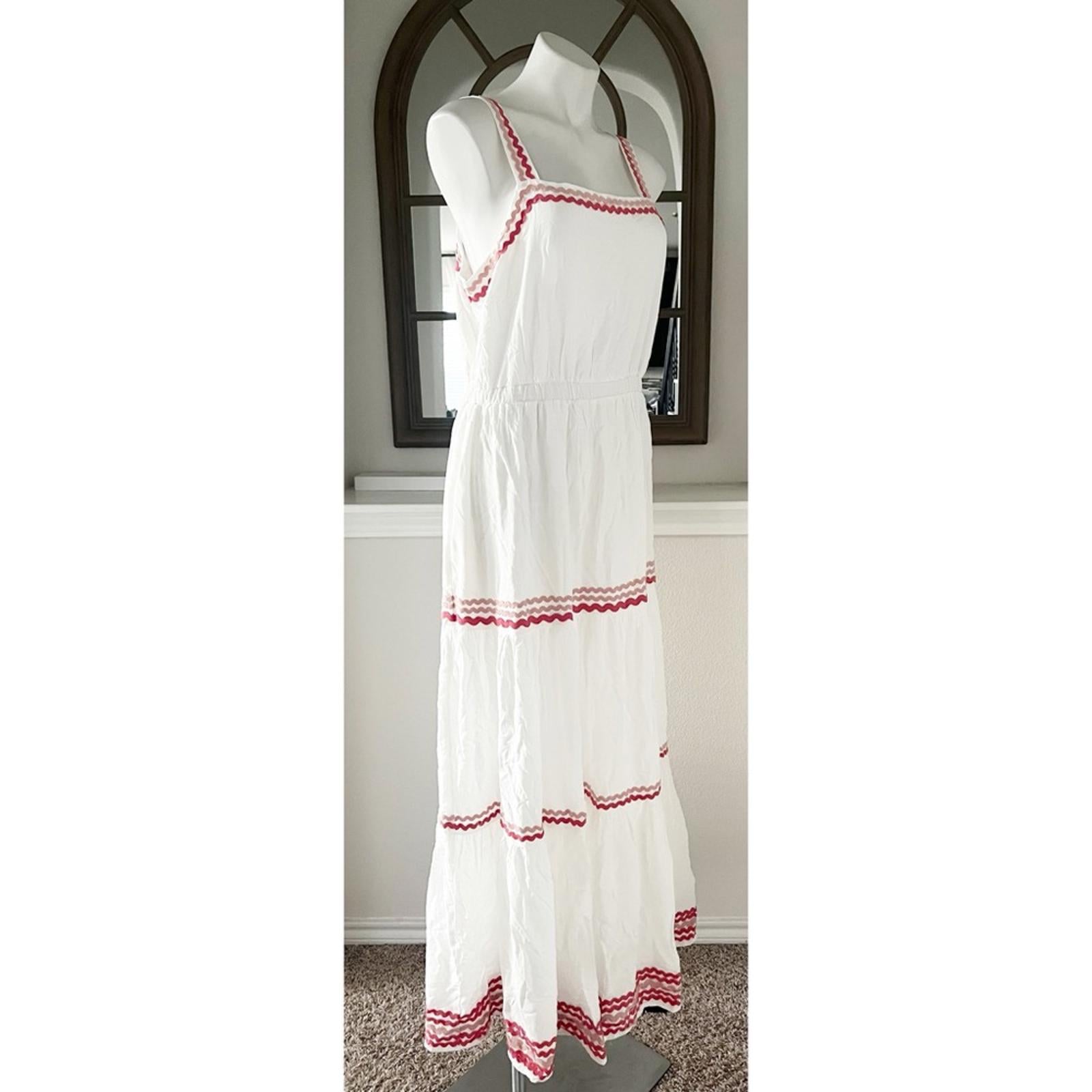 Splendid Riviera Rick Rack Maxi Dress, White Size L New w/Tag Retail $198