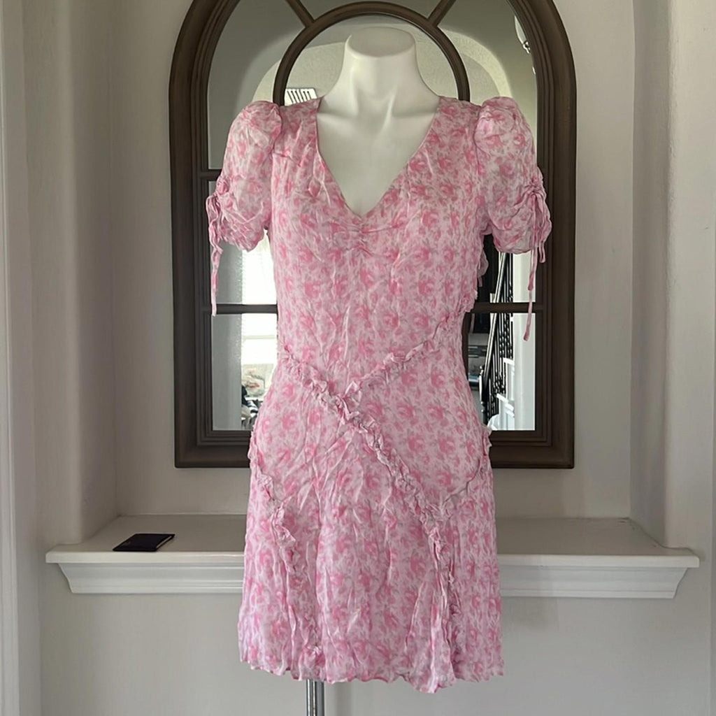 LoveShackFancy Posh Mini Dress, Rose Patch Size 4 New w/Tag Retail $445