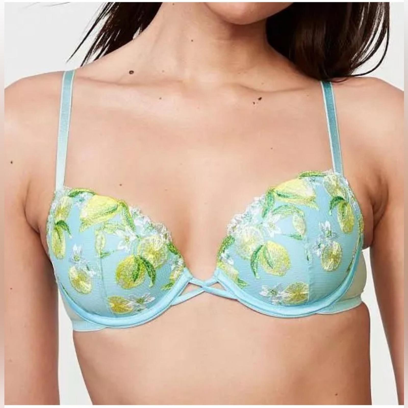 Victoria's Secret Dream Angels Lemon Embroidery Demi Bra in Blue Size 38DDD