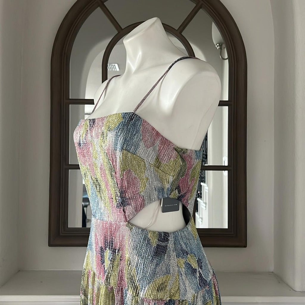 Liv Foster Printed Cutout Pleat Front Dress, Size 10 New w/Tag Retail $295