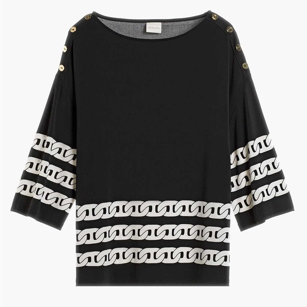 Chico’s Knit Kit Majestic Button Top, Size 4