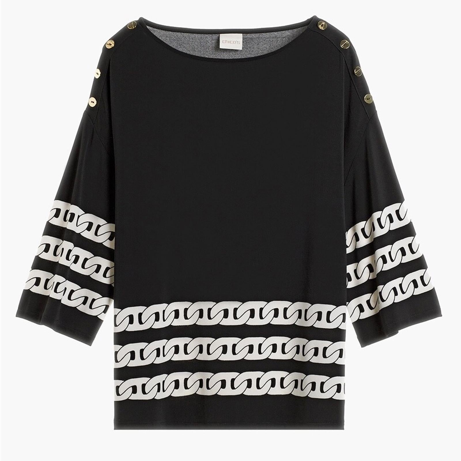 Chico’s Knit Kit Majestic Button Top, Size 4