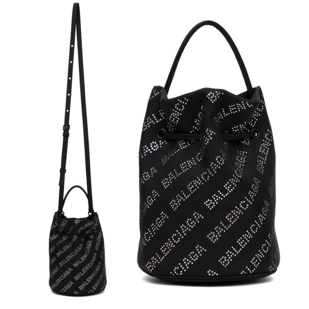 NEW Balenciaga Wheel XS Drawstring Bucket Bag, Black/Crystal $1,390 Sold Out