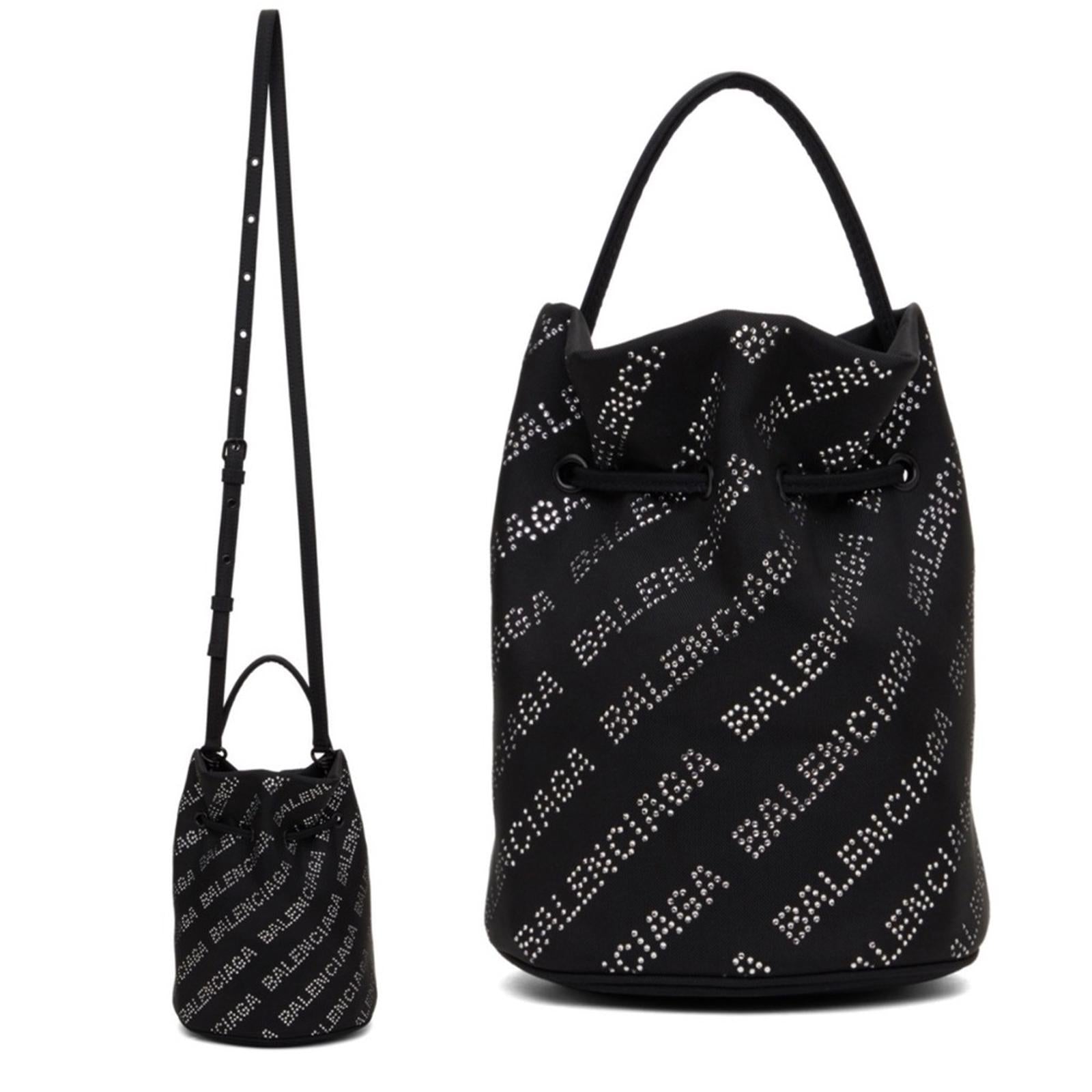 NEW Balenciaga Wheel XS Drawstring Bucket Bag, Black/Crystal $1,390 Sold Out