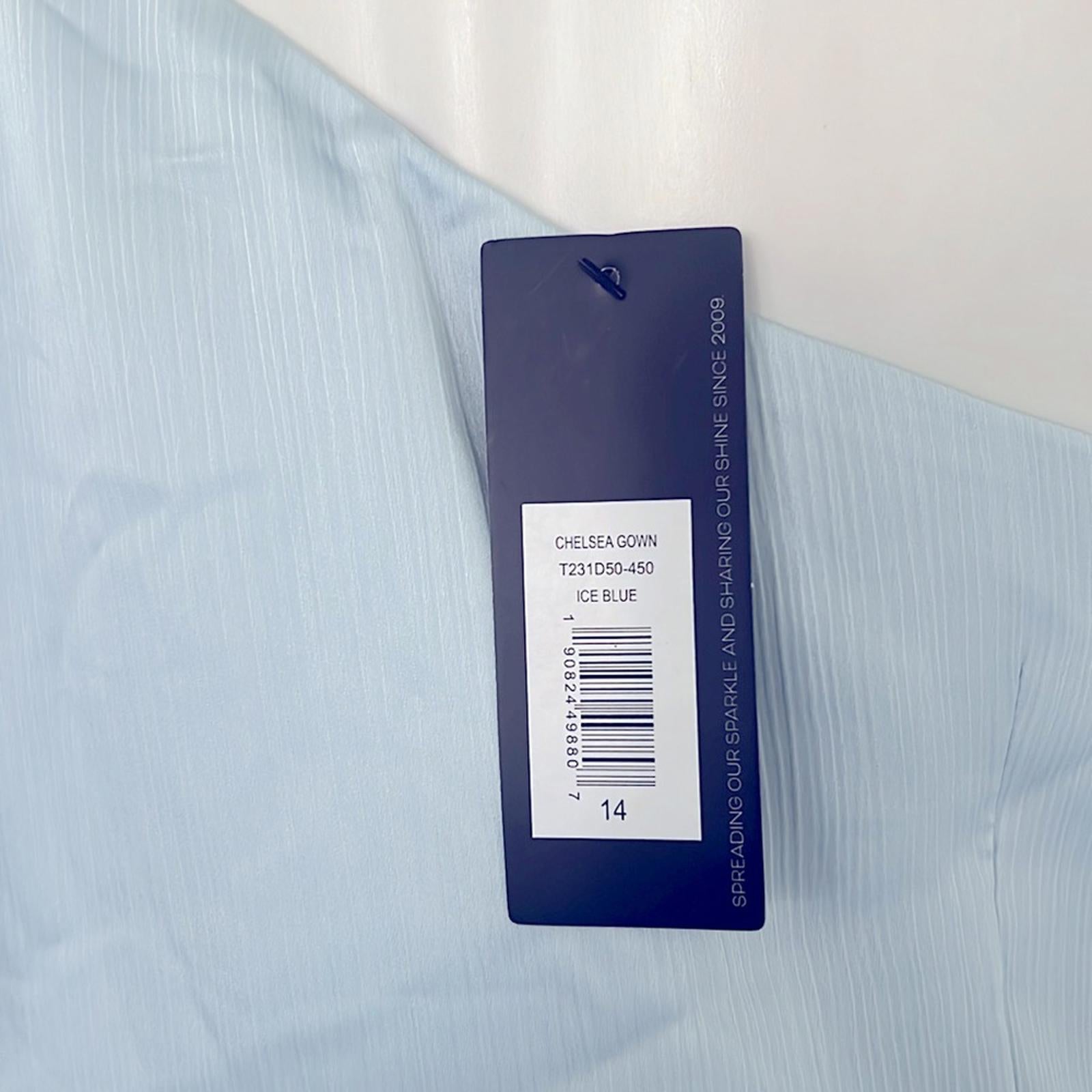 Sachin & Babi Chelsea Gown in Ice Blue, One-Shoulder Dress Size 14 New $285