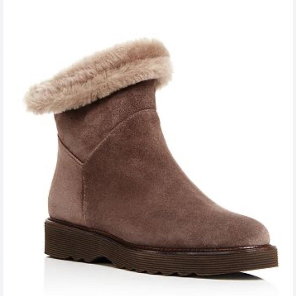 Aquatalia Kimberly Weatherproof Suede & Shearling Booties, Size 12 Made in Italy