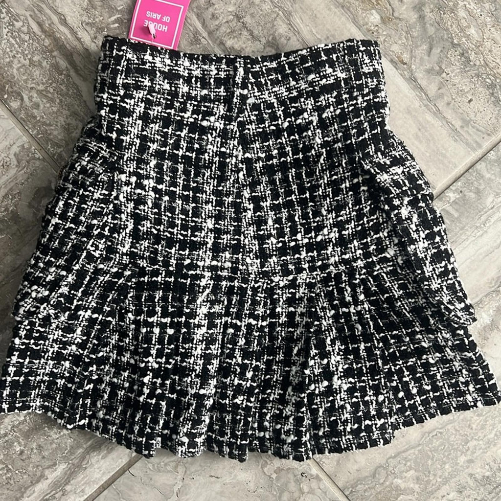 House of Aris 2-Piece Tweed Blazer & Skirt in Black & White, Size XS New w/Tag