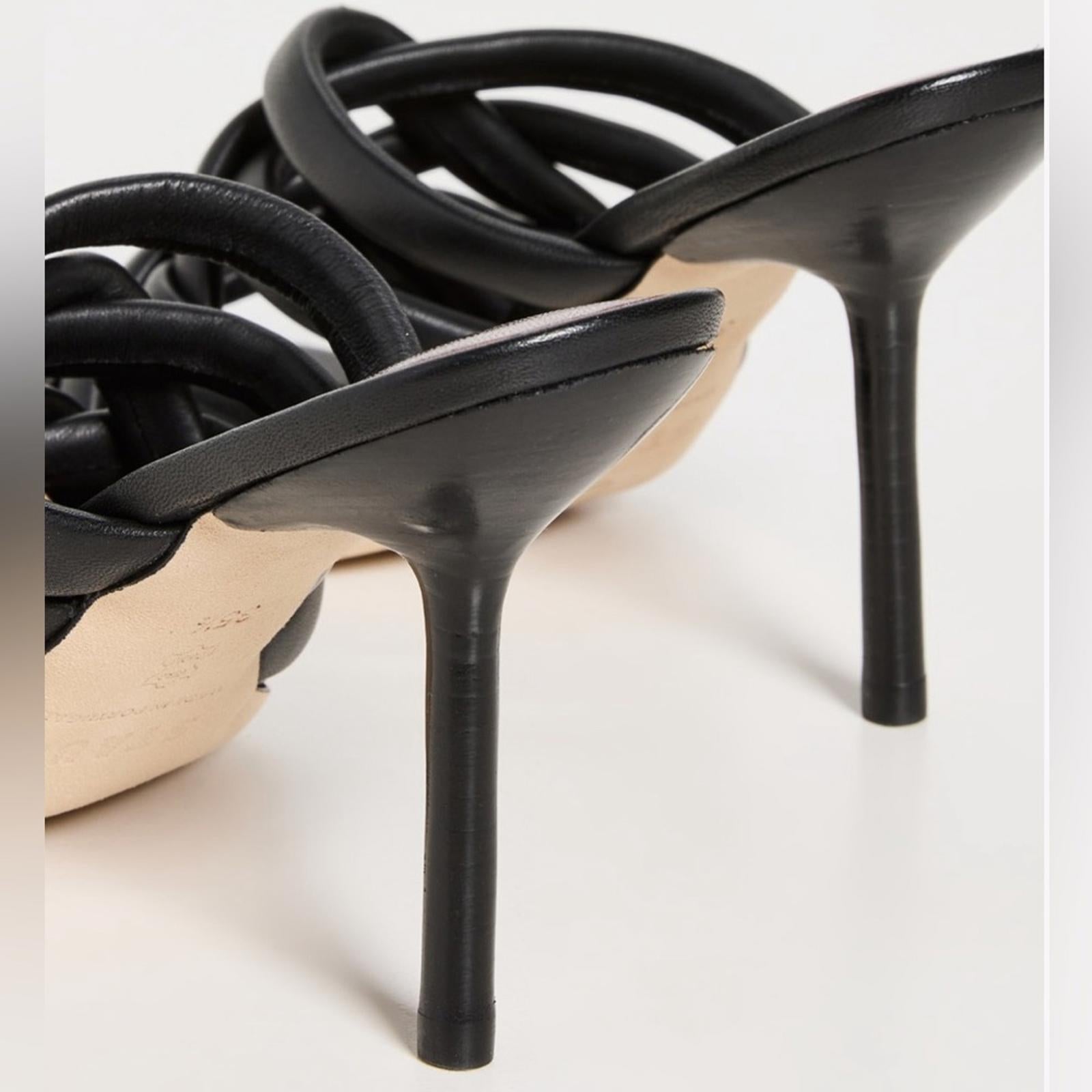New STAUD Deepwater Square Toe Woven Strappy High Heel Sandals, Black Size 39.5