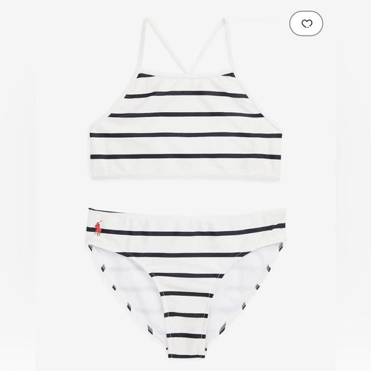 Polo Ralph Lauren Kids Striped Stretch Two-Piece Swimsuit, Size 5 New w/Tag