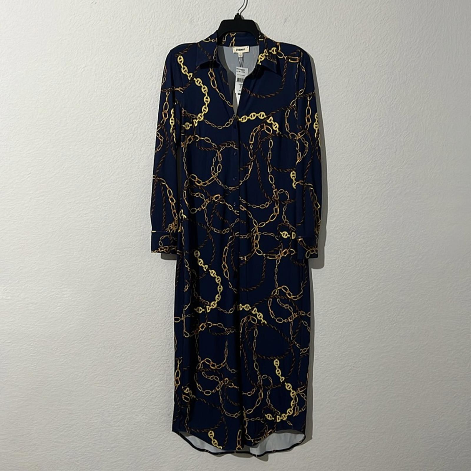 L’Agence Raelynn Shirt Dress in Indigo Gold, NWT, Size XS
