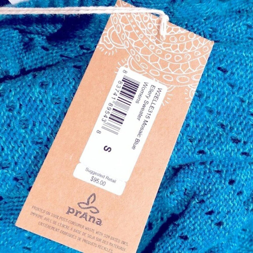 Prana V-Neck Sweater in Mosaic Blue, Size S New with Tag