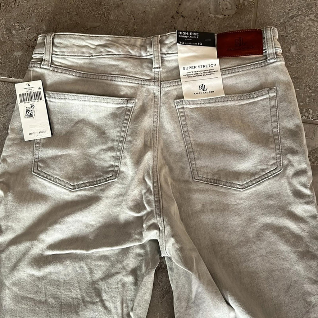Lauren Ralph Lauren High Rise Skinny Ankle Jeans, Grey, Size 10 New w/Tag $99.5