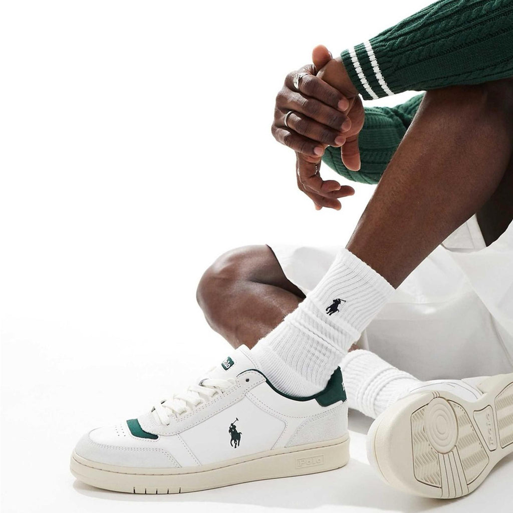 Polo Ralph Lauren Court Sport Lace-Up Sneakers in Deckwash White, Size 8 $185