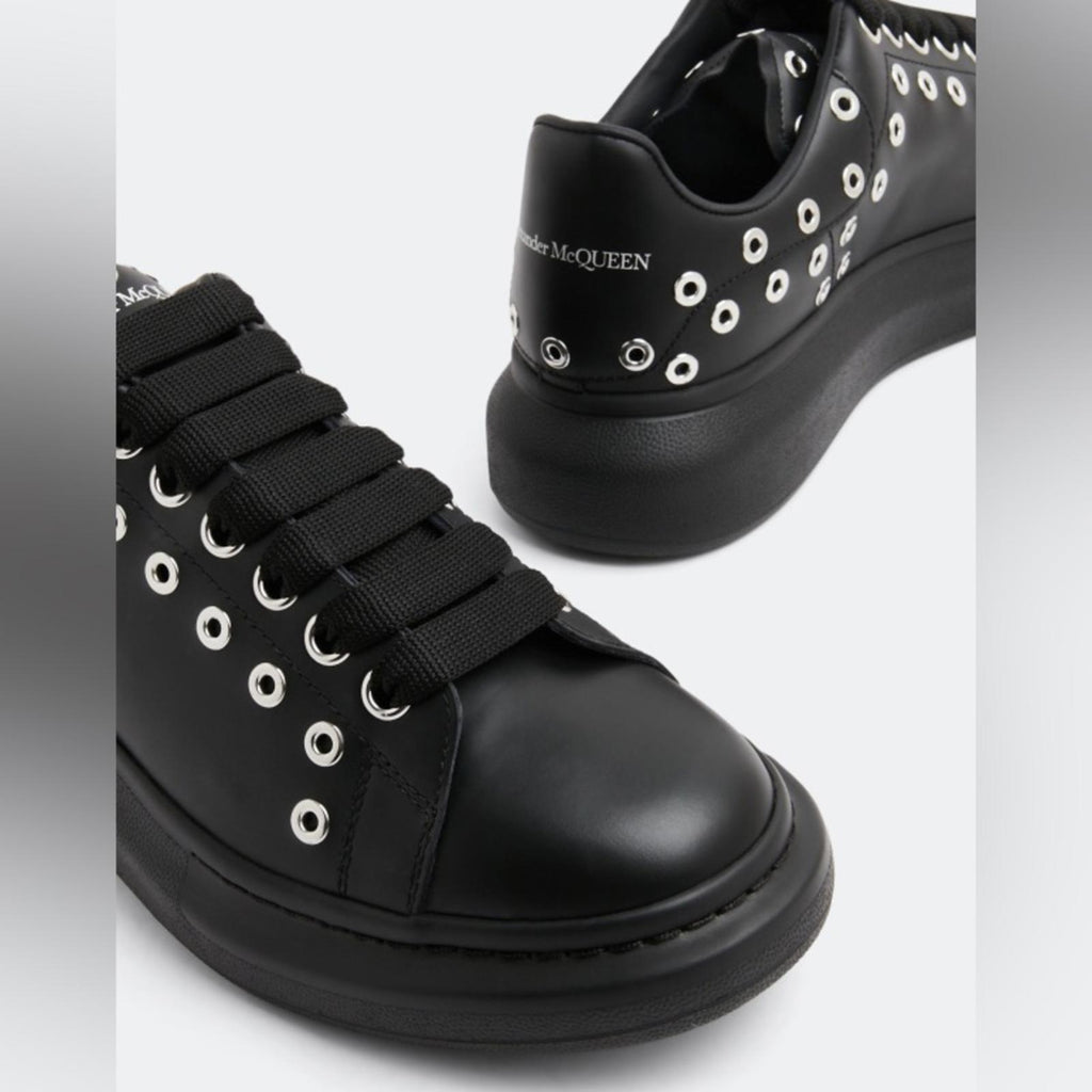 Alexander McQueen Oversized Eyelet Detail Sneakers in Black, Size 42 NEW in Box