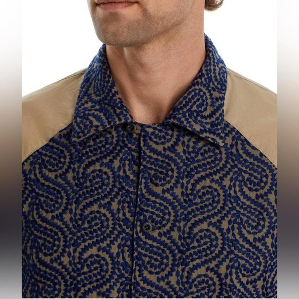 Nicholas Daley Embroidered Raglan Sleeve Button-up Shirt, Size M NEW w/Tag $560
