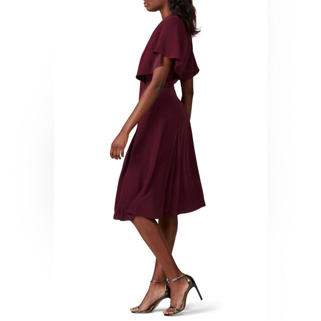 Ted Baker Kasiane Zip-Front Midi Dress in Burgundy Poplin, Size 1/XS Retail $329