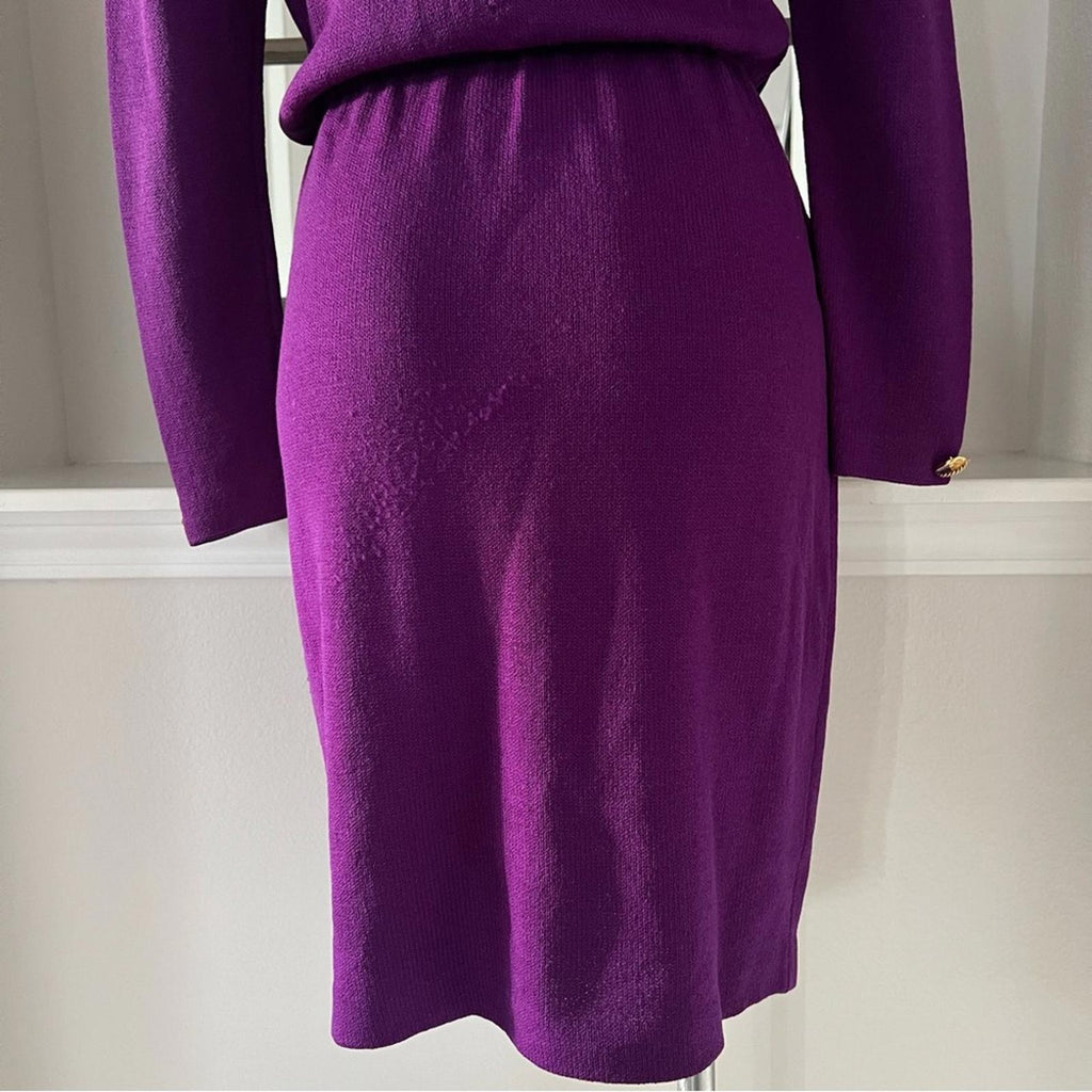 St. John Couture Vintage Sweaterdress in Purple, Size 8, EXCELLENT!