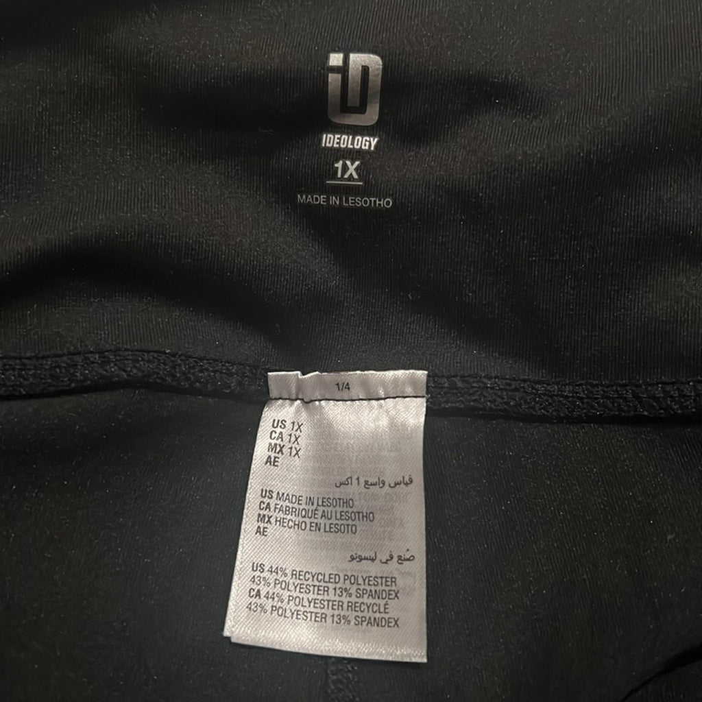 ID-Ideology Activewear Workout Athletic Leggings Black w/Pink Piping Size 1X NWT