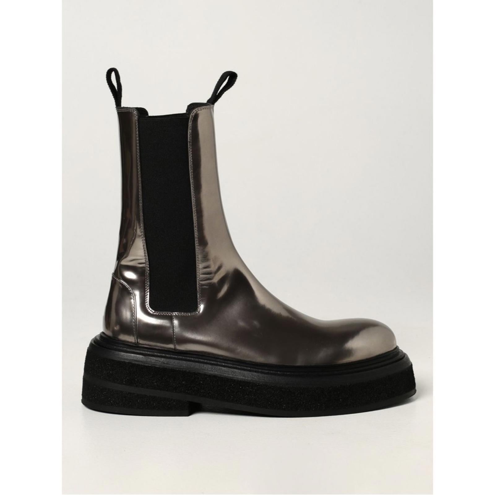 Marsèll Zuccone Boots in Laminated Leather, Grey/Black Size 39 NEW Retail $1,278