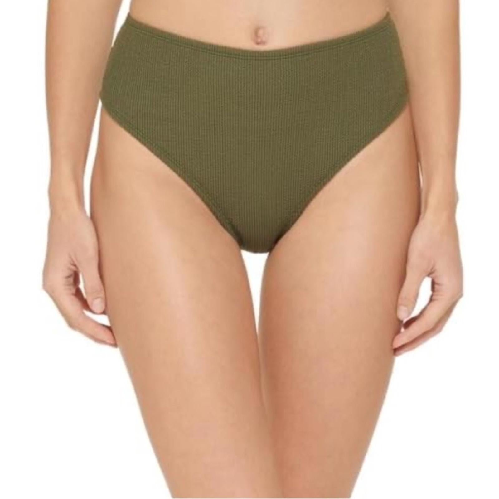 DKNY Textured High-Waist Bikini Bottom, Size L NEW w/Tag