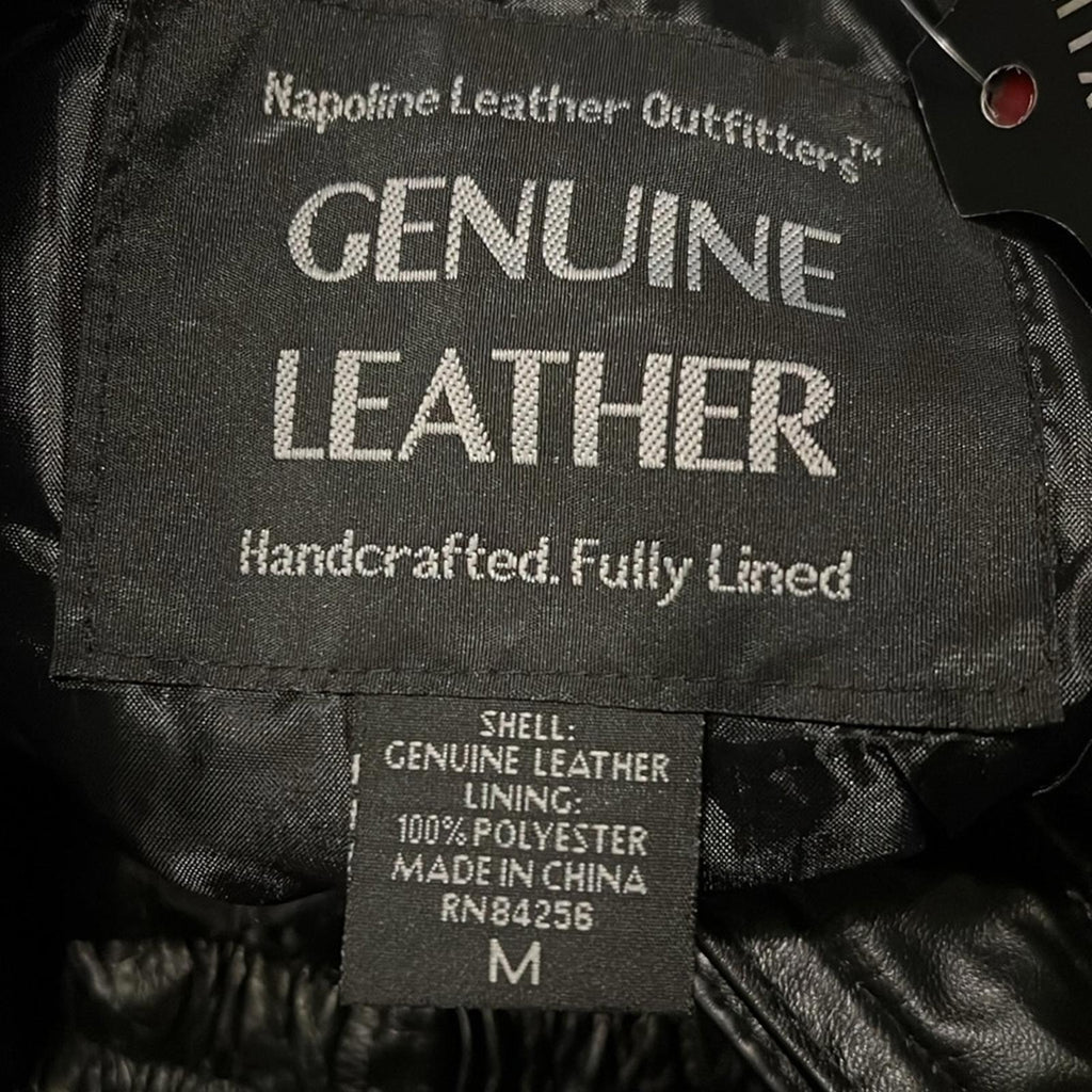 NWT Napoline Leather Outfitters Genuine Leather Jacket, Black Size M $199.95