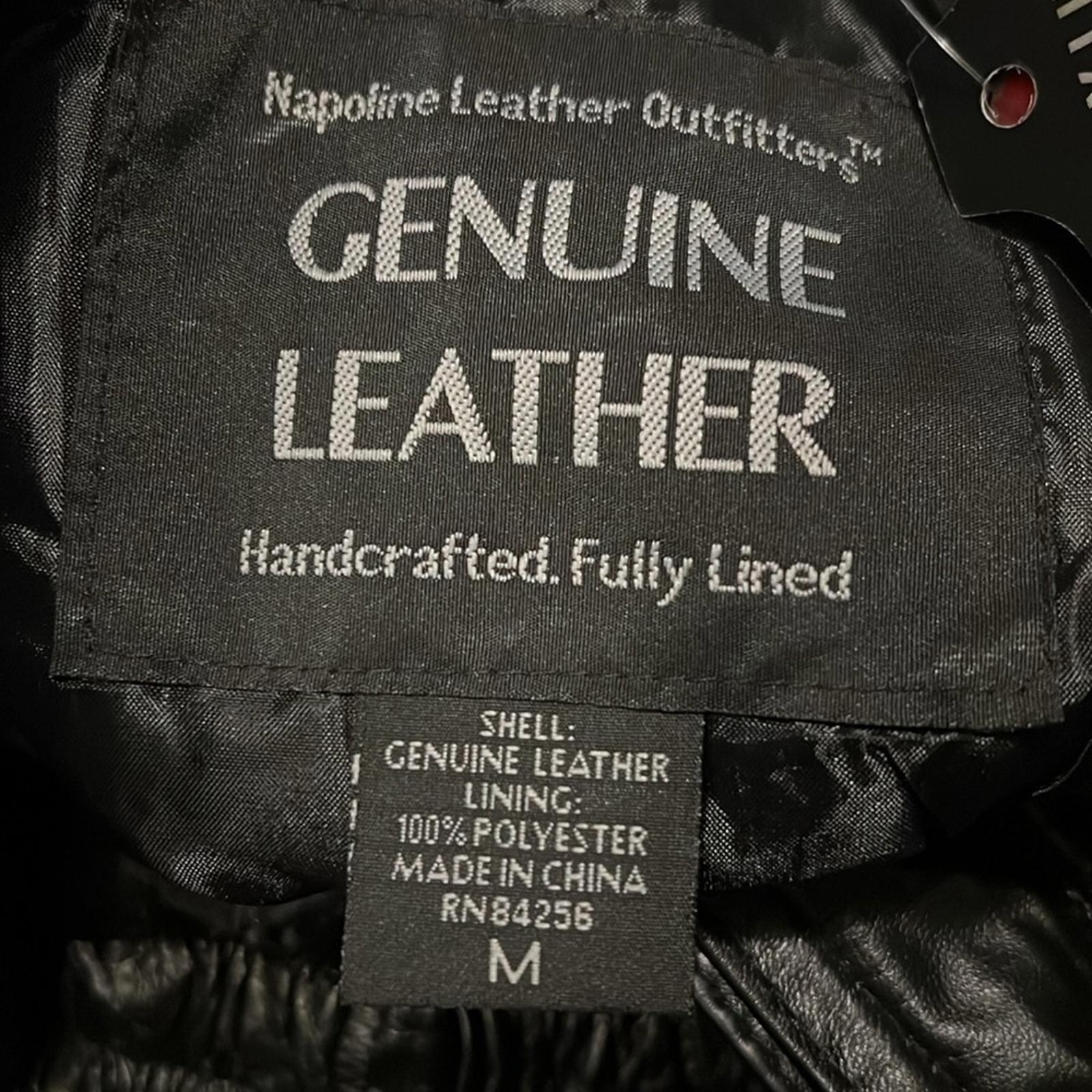 NWT Napoline Leather Outfitters Genuine Leather Jacket, Black Size M $199.95