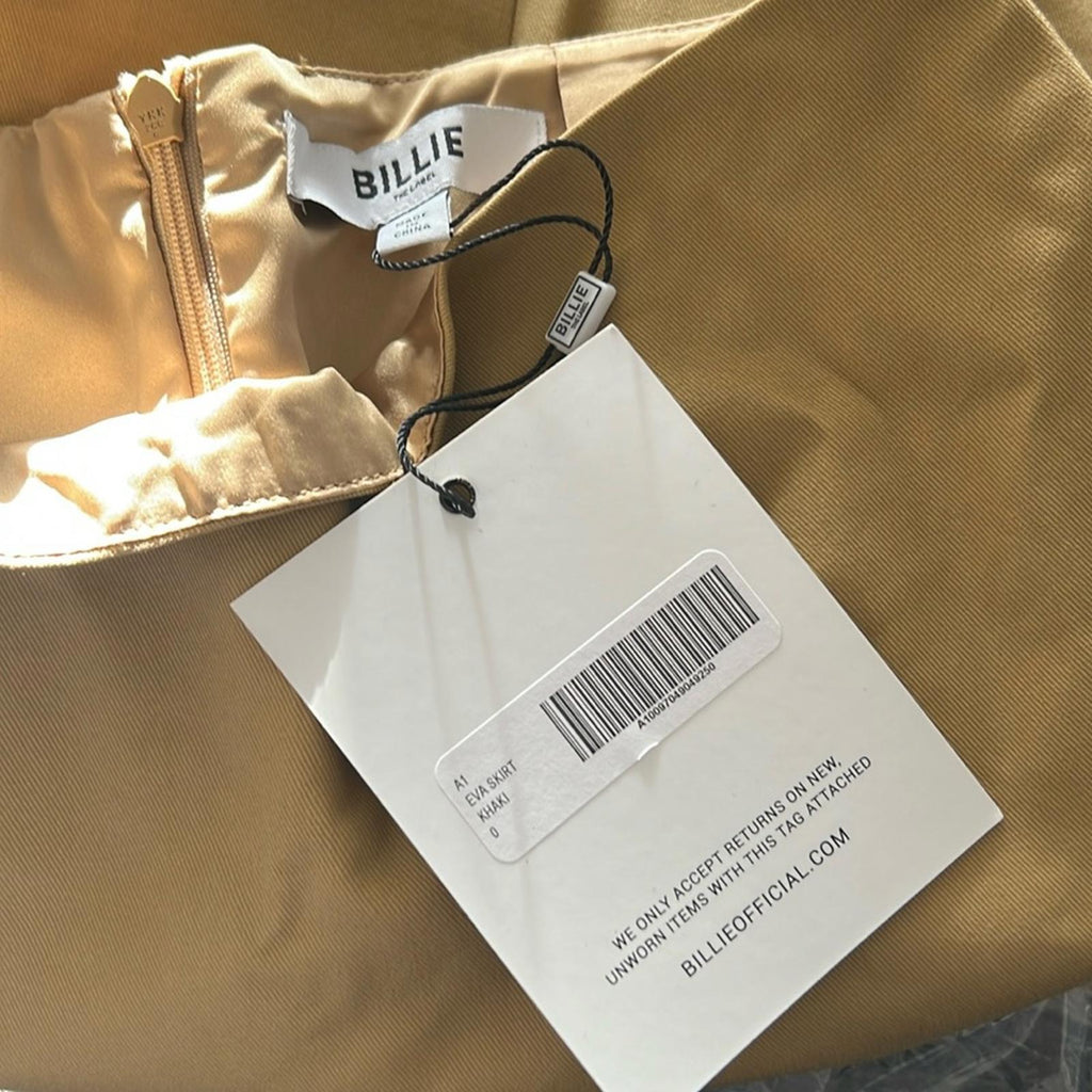 NWT Billie the Label Eva Skirt in Khaki, Size 0 New w/Tag