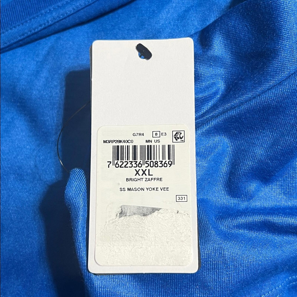 Guess Men's Mason Yoke V-Neck T-Shirt in Bright Zaffre/ Blue, Size XXL, NEW