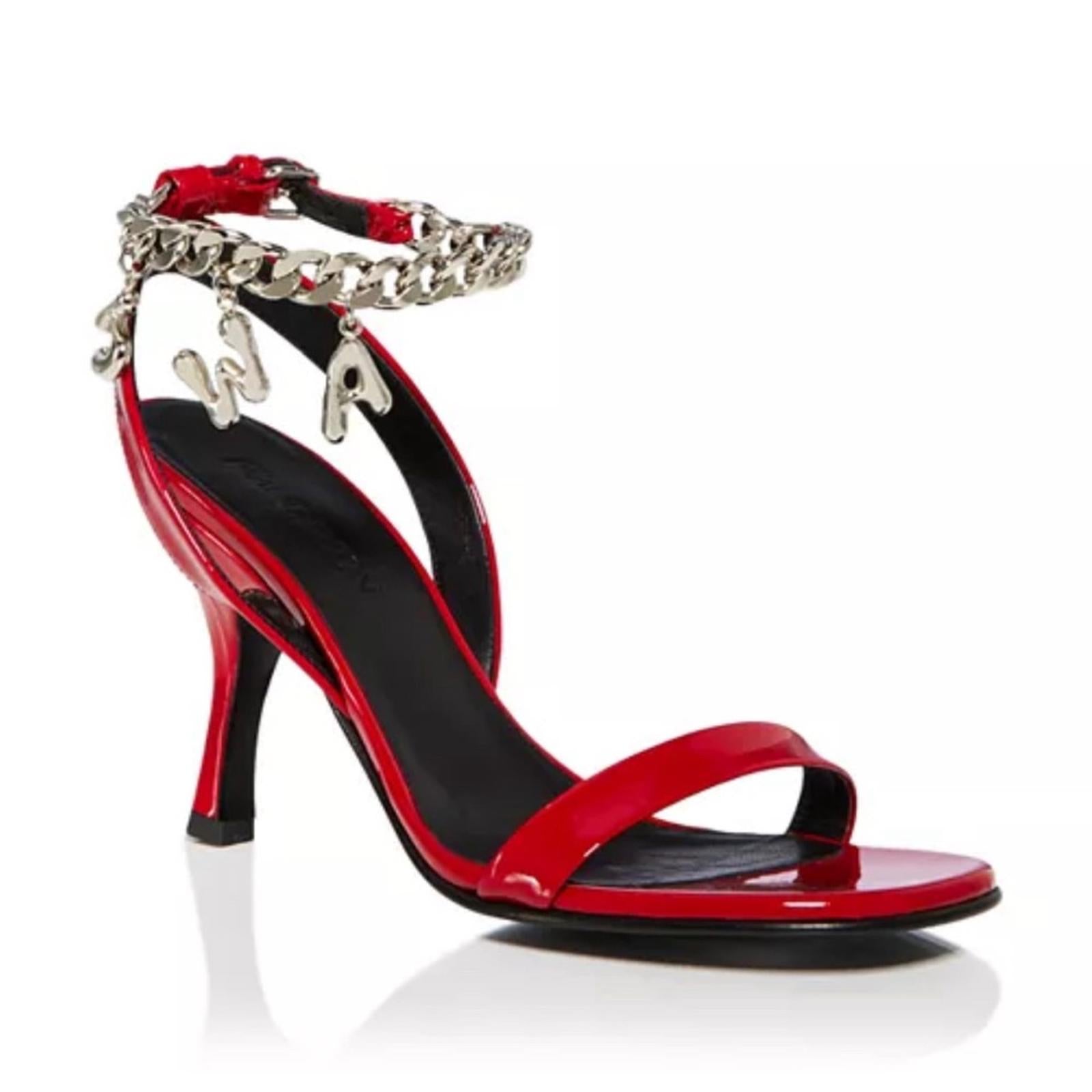 JW Anderson Chain Ankle Strap High Heel Sandals in Red, Size 37.5 New in Box