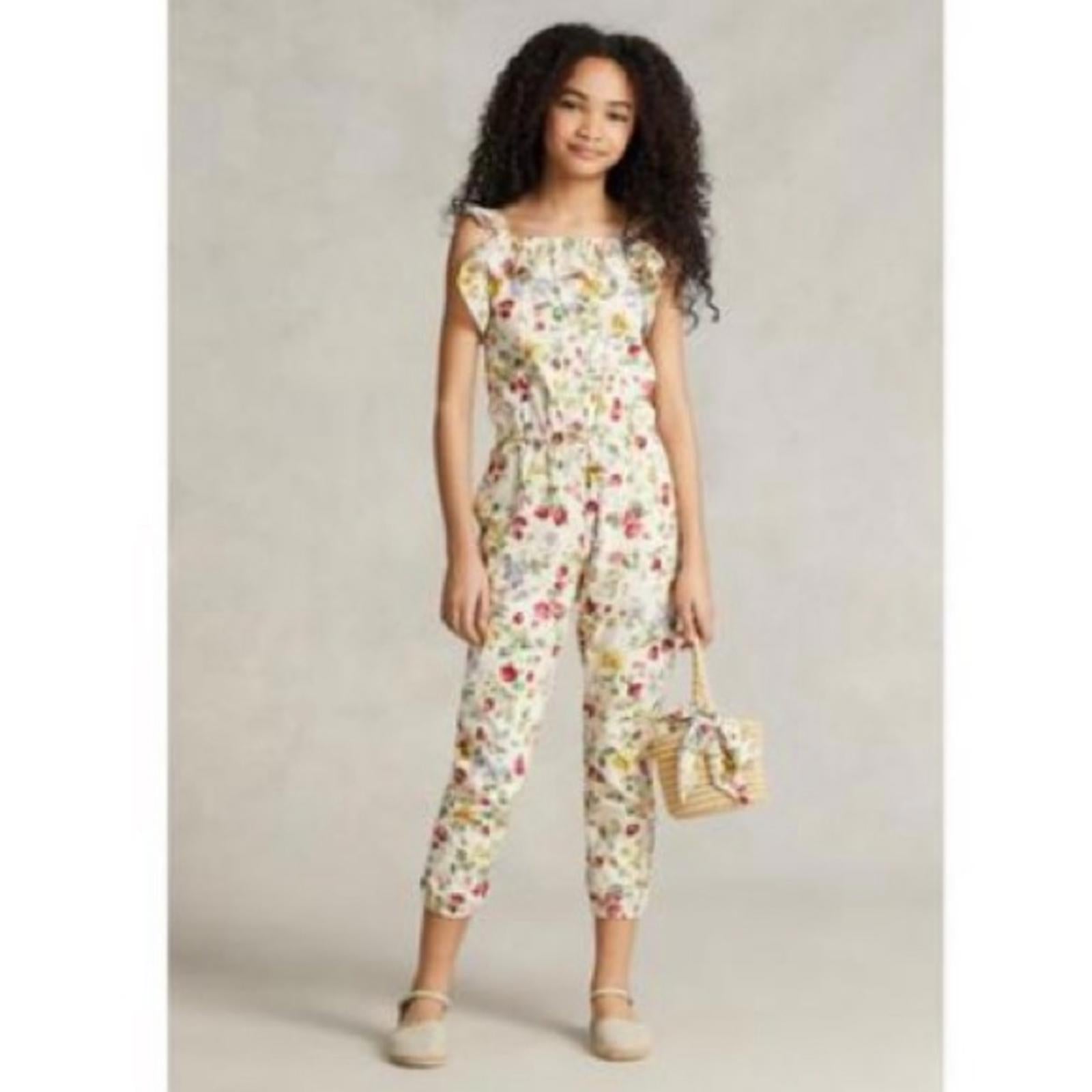 Ralph Lauren Floral & Fruit-Print Cotton Batiste Jumpsuit, Cottage New w/Tag