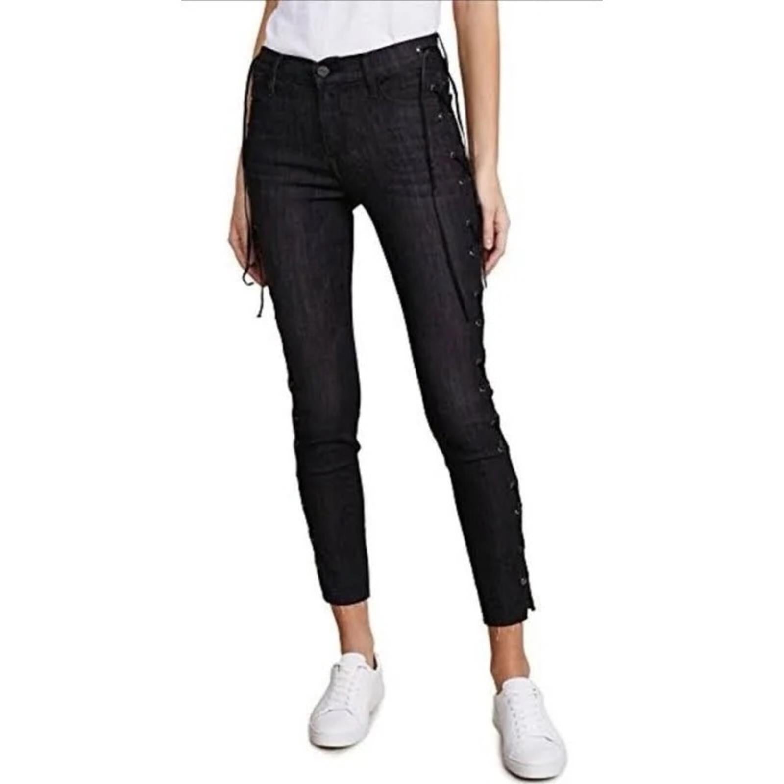 FRAME Le Skinny de Jeanne Jeans with Side Lace-Up Detail Jeans in Blue, Size 24