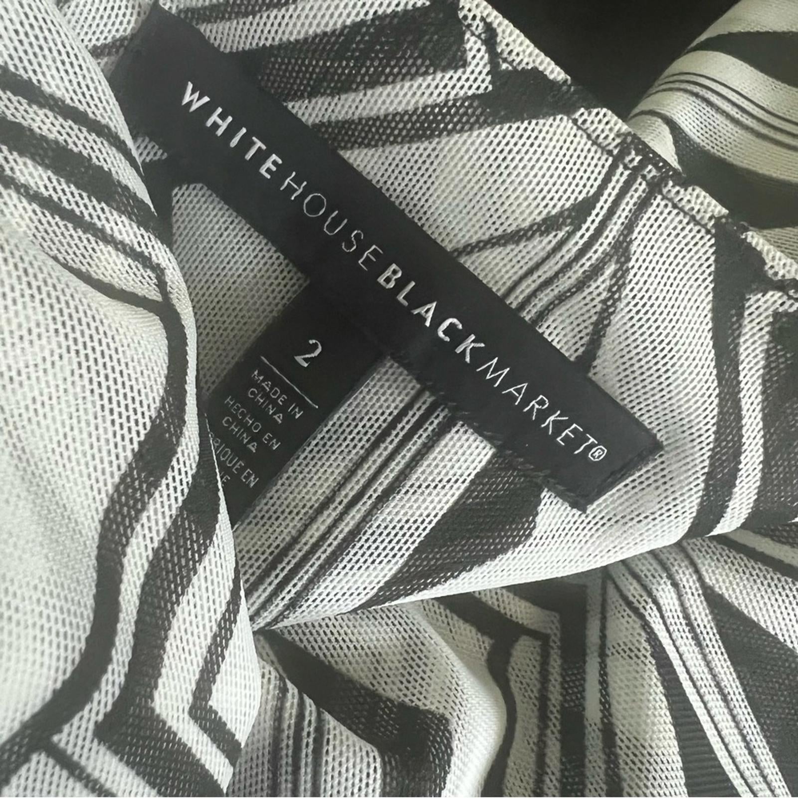 WHBM Tiered Mesh Wrap Dress, Black White Size 2, New w/o Tag Retail $160.00