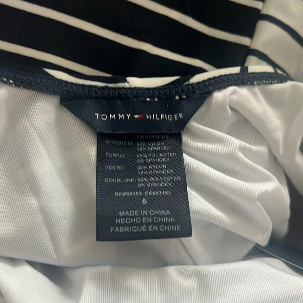 Tommy Hilfiger Sail Away Stripe Sky Captain/Soft White One-Piece Swimsuit Size 6