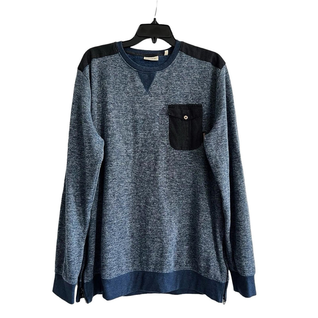 Kaporal Flecked Round Neck Sweater w/Pocket & Side Zippers Size XL EXCELLENT!