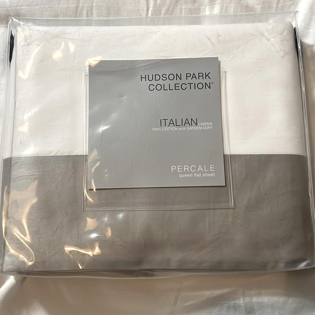 Hudson Park Collection Italian Cuff Flat Sheet, NWT, Queen