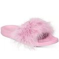 INC Faux-Marabou Slide Slippers in Pink, Size XL 11/12 New w/Tag